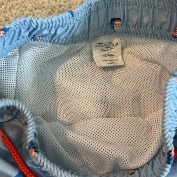 Starting Out Blue Kids Swim Trunks with Red Accents - Picture 3 of 3